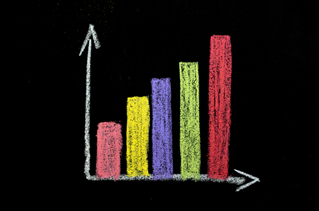 colored chart on chalkboardの写真素材