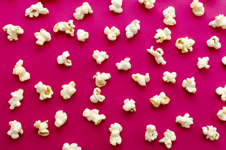 popcorn on pink backgroundの写真素材