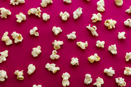 popcorn on pink backgroundの写真素材