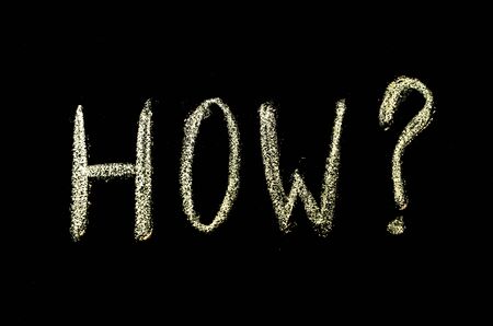 question how? drawn on chalkboardの写真素材