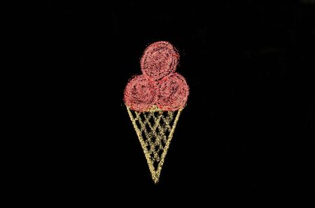 hand drawn ice cream on blackboardの写真素材