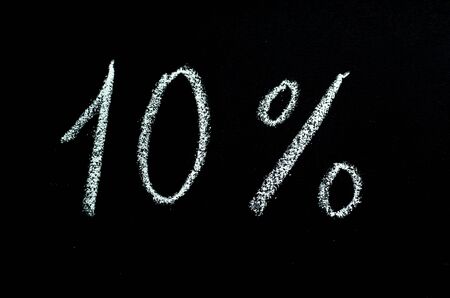 10%  hand drawn on chalkboardの写真素材
