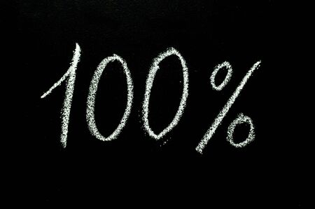 100%  hand drawn on chalkboardの写真素材