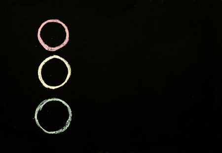 traffic lights drawn on the chalkboardの写真素材