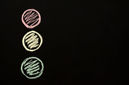 traffic lights drawn on the chalkboard