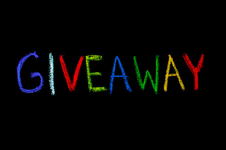 colored text the giveaway drawn on blackboardの写真素材