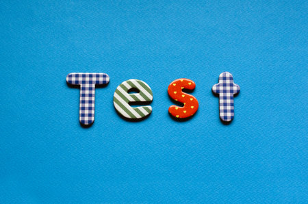 color text test on blue paper background