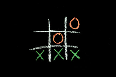 game tic-tac-toe on blackboardの写真素材