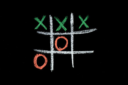 game tic-tac-toe on blackboardの写真素材