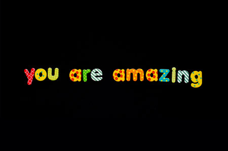 text you are amazing on blackboardの写真素材