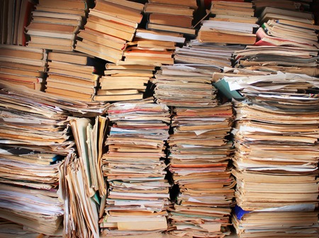 Piles of old trash books and magazines.の写真素材