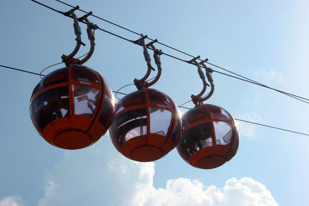 Cabins of cable car to the top of Carmel Mountain, Haifa, Israelのeditorial素材