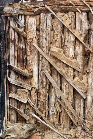 Old demolished earthen wallの写真素材