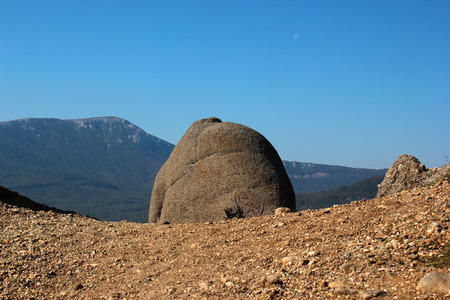 Unusual rocks and stone formations in Demerci mountains, Crimean peninsulaの写真素材