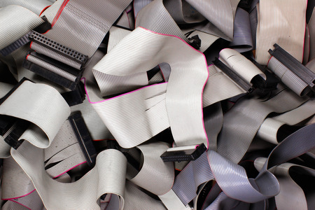 Mix of old computer floppy cablesの写真素材