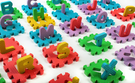 Cut out letters of toy plastic alphabet