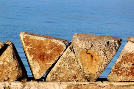 Stones of old breakwaterの写真素材