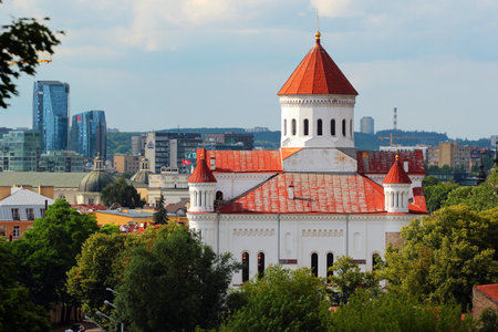 VILNIUS, LITHUANIA - JULY 12, 2017: Grand Cathedral of the Theotokos, the main Orthodox Christian church of the Republic of Lithuania.のeditorial素材