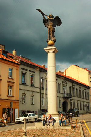 VILNIUS, LITHUANIA - JULY 12, 2017: The Angel of Republic of Uzupis, a bohemic neighborhood in Vilnius, popular among artists, musicians and other creative people.のeditorial素材