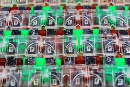 Car fuses as electrical backgroundの写真素材