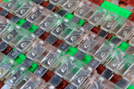 Car fuses as electrical backgroundの写真素材