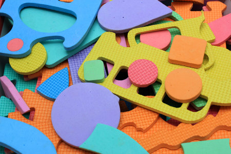 Children jigsaw puzzle pieces の写真素材