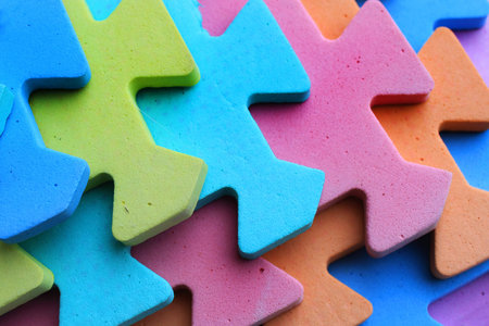 Plastic cutout children jigsaw puzzle pieces 