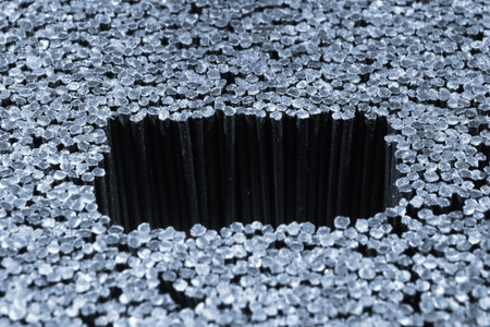 Plastic bristles of a brush, abstract macro background