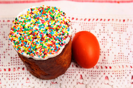 Easter cake and painted egg