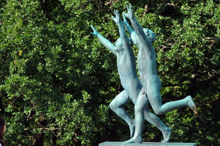 Oslo, Norway - June 26, 2018: Sculpture works and artistic objects of Gustav Vigeland in Frogner park, the popular tourist destination in Norwegian capital.のeditorial素材