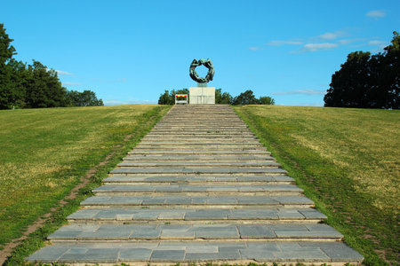 Oslo, Norway - June 26, 2018: Sculpture works and artistic objects of Gustav Vigeland in Frogner park, the popular tourist destination in Norwegian capital.のeditorial素材