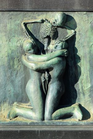 Oslo, Norway - June 26, 2018: Sculpture works and artistic objects of Gustav Vigeland in Frogner park, the popular tourist destination in Norwegian capital.のeditorial素材