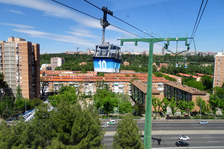 Madrid, Spain - May 1, 2017: Cableway in park of Casa de Campo, Madrid, Spainのeditorial素材