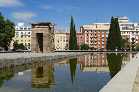 Madrid, Spain - May 1, 2017: Temple of Debod, an ancient Egyptian temple that was dismantled and rebuilt in Madrid.のeditorial素材
