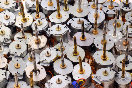 Old stepper motors from floppy drivesの写真素材