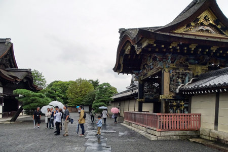 Kyoto, Japan - October 7, 2017: The karamon gate of Nishi Hongan-ji temple, one of six such a structures, designated as a National Treasure and a UNESCO World Heritage Site.のeditorial素材