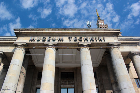 Warsaw, Poland - May 1, 2019: Technical Museum at the Palace of Culture and Science, the tallest building in Poland.のeditorial素材