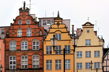 Elblag, Poland - May 9, 2019: Streets of Elblag. Old Town of Elblag was destroyed during World War II and is being restored since 1989 till now.のeditorial素材