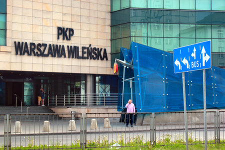 Warsaw, Poland - May 1, 2019: Warszawa Wilenska (Warsaw Vilnius), an important railway station in Warsaw, located in the eastern borough of Praga Polnoc.のeditorial素材