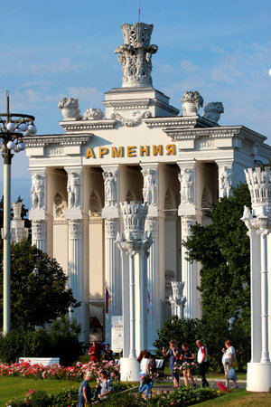 Moscow, Russia - June 23, 2019: Pavilion of Armenia at VDNKh, the Exhibition of Achievements of National Economy.のeditorial素材