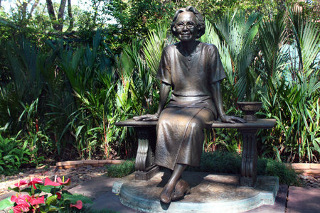 Bangkok, Thailand - December 12, 2019: Sculpture at Princess Mother Memorial Park, established in 1993 by King Bhumibol Adulyadejin, remembrance of Srinagarindra, the Princess Mother.のeditorial素材