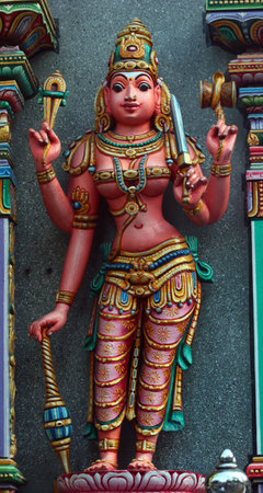 Bangkok, Thailand - December 11, 2019: Sri Maha Mariamman Hindu Temple in downtown Bangkok on Silom Road.のeditorial素材