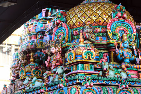 Bangkok, Thailand - December 11, 2019: Sri Maha Mariamman Hindu Temple in downtown Bangkok on Silom...