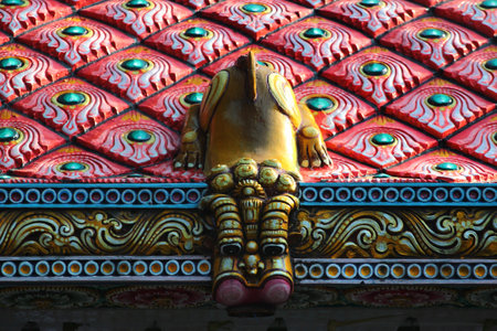 Bangkok, Thailand - December 11, 2019: Sri Maha Mariamman Hindu Temple in downtown Bangkok on Silom Road.のeditorial素材