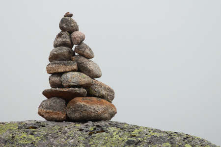 Stone cairn on a way to Kjerag mountain, Norwayの写真素材