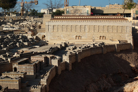 Jerusalem, Israel - December 2, 2013: Sculpture Model of Holyland Jerusalem in the late Second Temple period, located in the Israel Museum.のeditorial素材