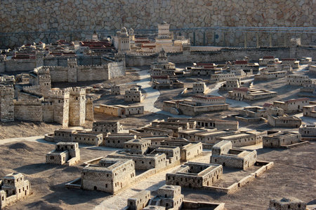 Jerusalem, Israel - December 2, 2013: Sculpture Model of Holyland Jerusalem in the late Second Temple period, located in the Israel Museum.のeditorial素材