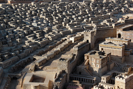 Jerusalem, Israel - December 2, 2013: Sculpture Model of Holyland Jerusalem in the late Second Temple period, located in the Israel Museum.のeditorial素材