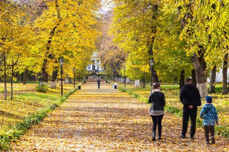Kachanivka, Ukraine - October 17, 2021: Kachanivka Palace and landscaped park, one of the many country estates built by Pyotr Rumyantsev, Catherine II's viceroy of Little Russia in 1770s.のeditorial素材