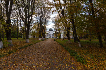 Kachanivka, Ukraine - October 17, 2021: Kachanivka Palace and landscaped park, one of the many country estates built by Pyotr Rumyantsev, Catherine II's viceroy of Little Russia in 1770s.のeditorial素材